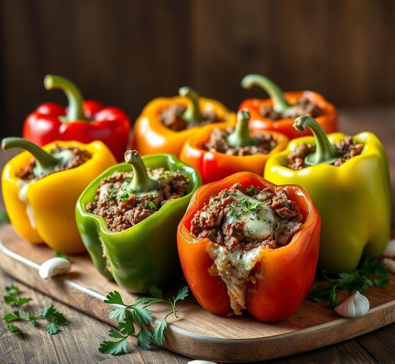 Beef amd Cheese Stuffed Peppers