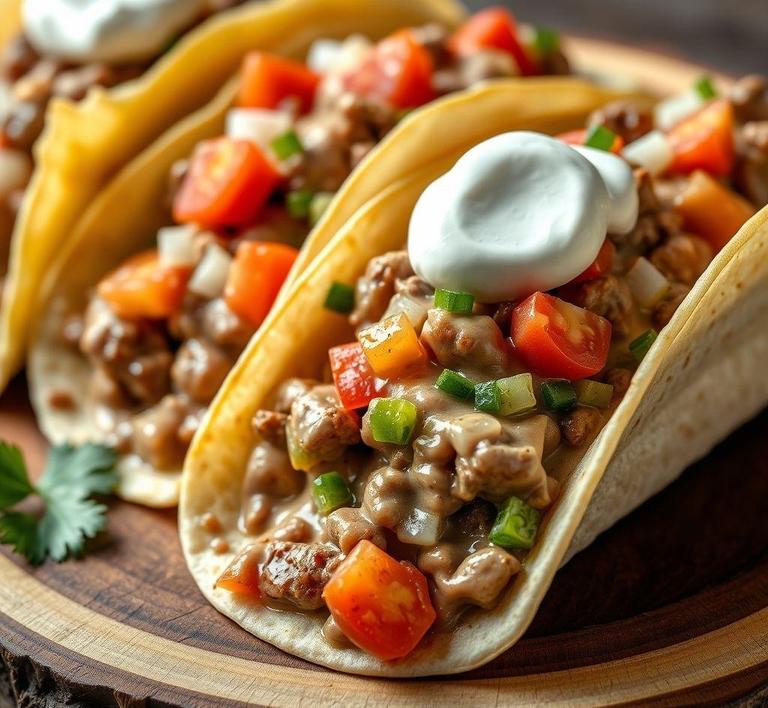 Beef Stroganoff Tacos