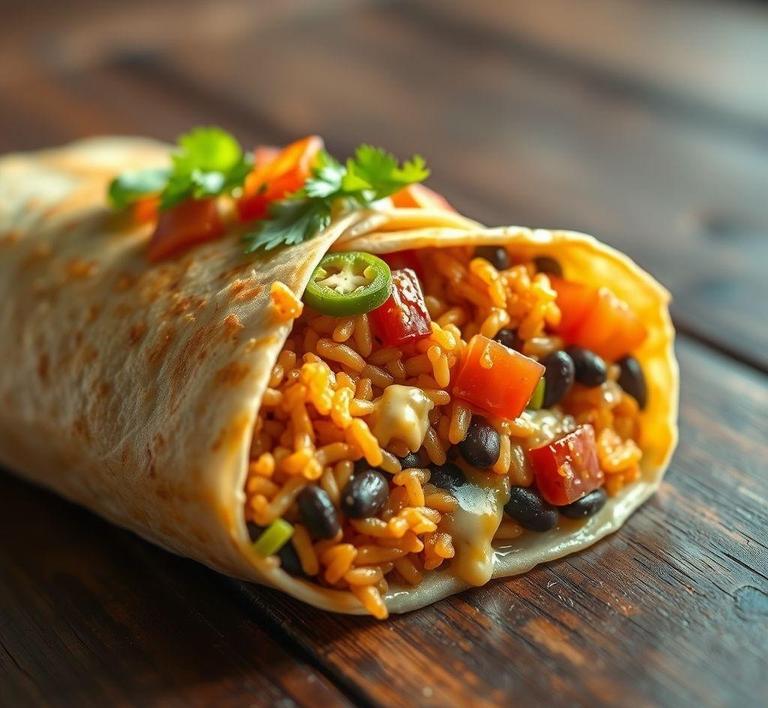 Mexican Rice amd Bean Burritos