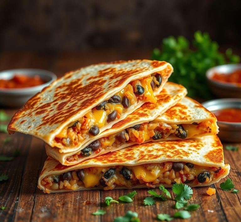 Mexican Rice and Bean Quesadillas