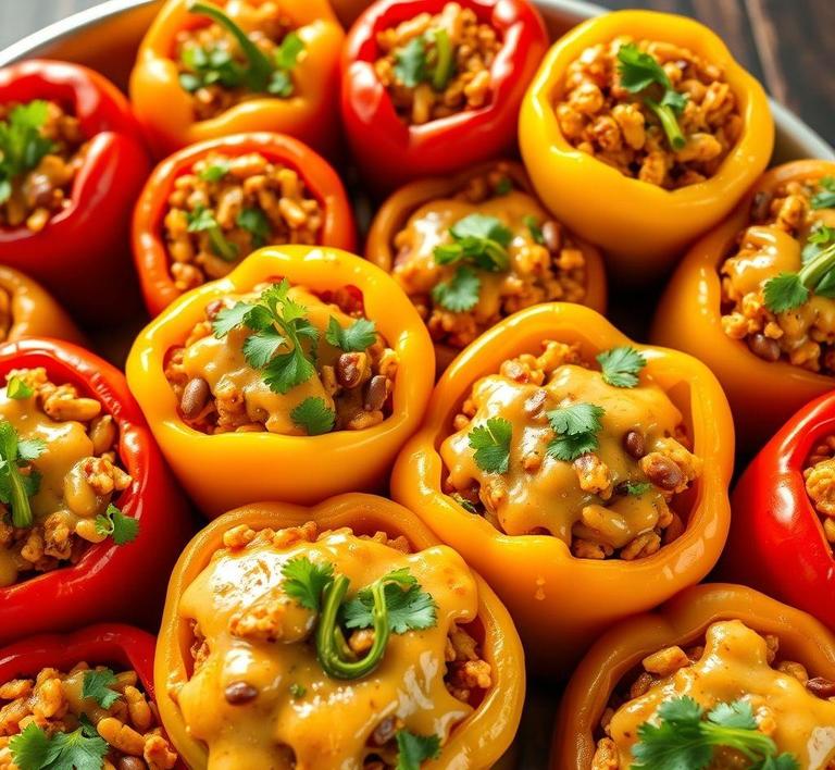 Mexican Rice and Bean Stufffed Peppers