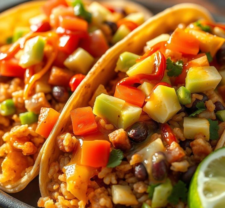 Mexican Rice and Bean Tacos