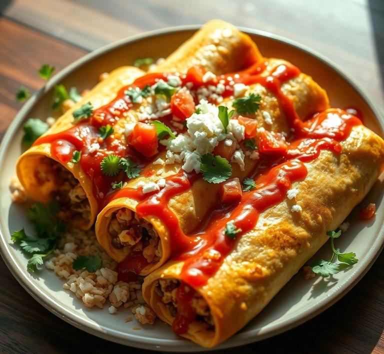 Refried Bean and Rice Enchiladas