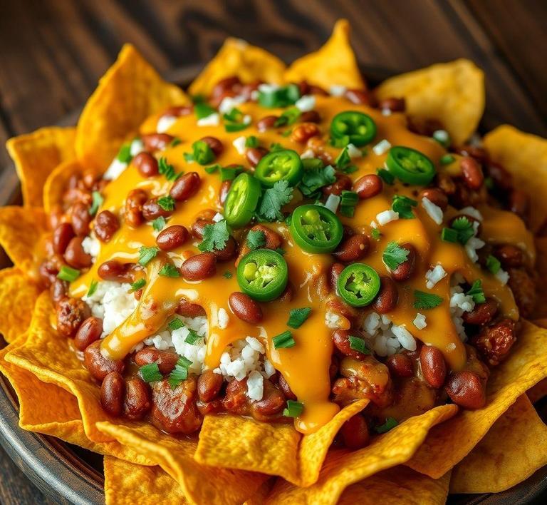 Refried Bean and Rice Nachos