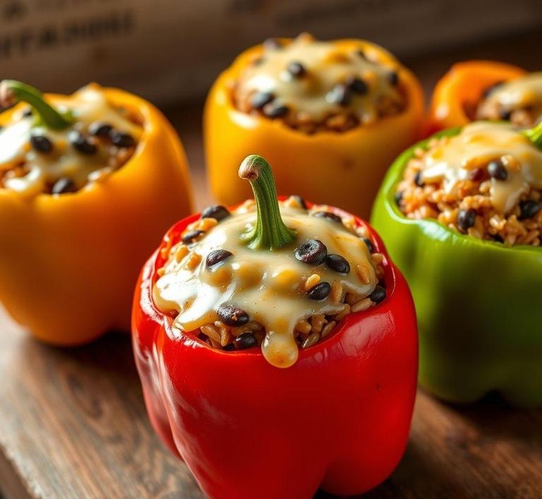 Rice and Bean Stuffed Peppers