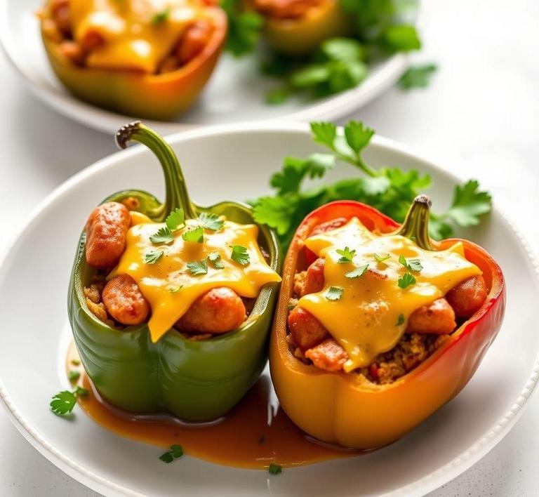 Bratwurst and Cheese Stuffed Bell Peppers