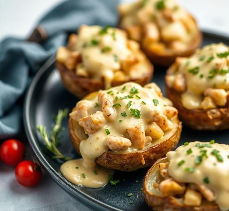 Chicken Alfredo Baked Potatoes