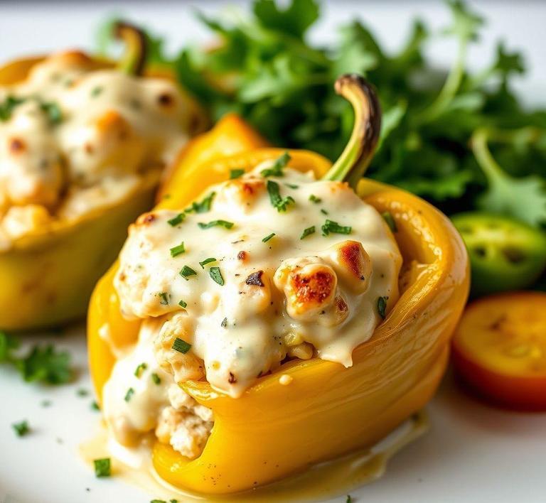 Chicken Alfredo Stuffed Peppers