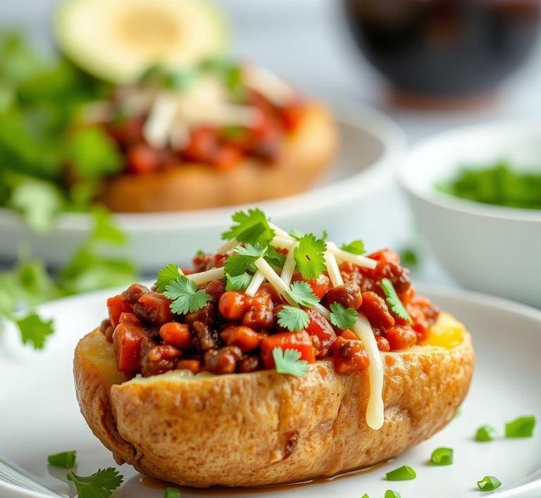 Chili Stuffed Baked Potatoes