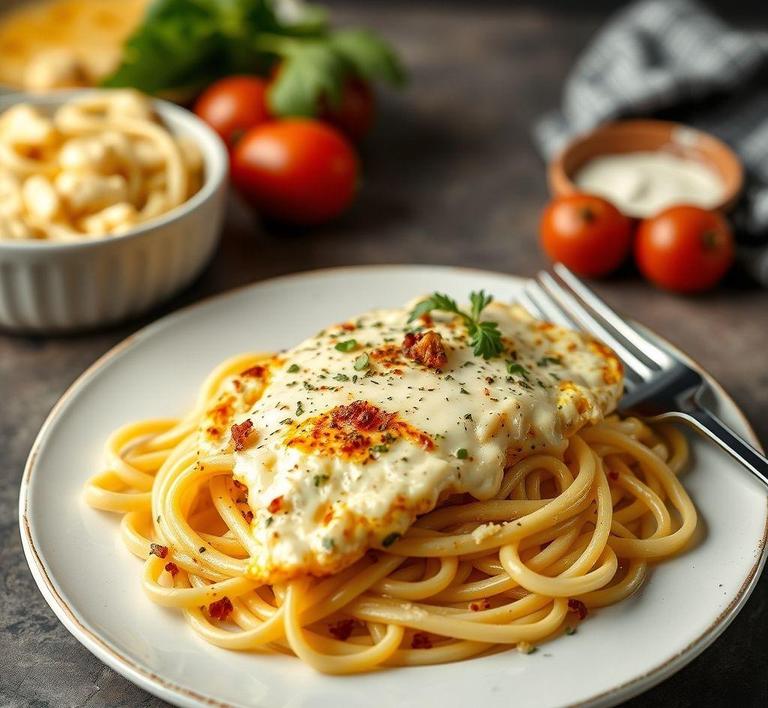 Fettuccine Alfredo Omelette