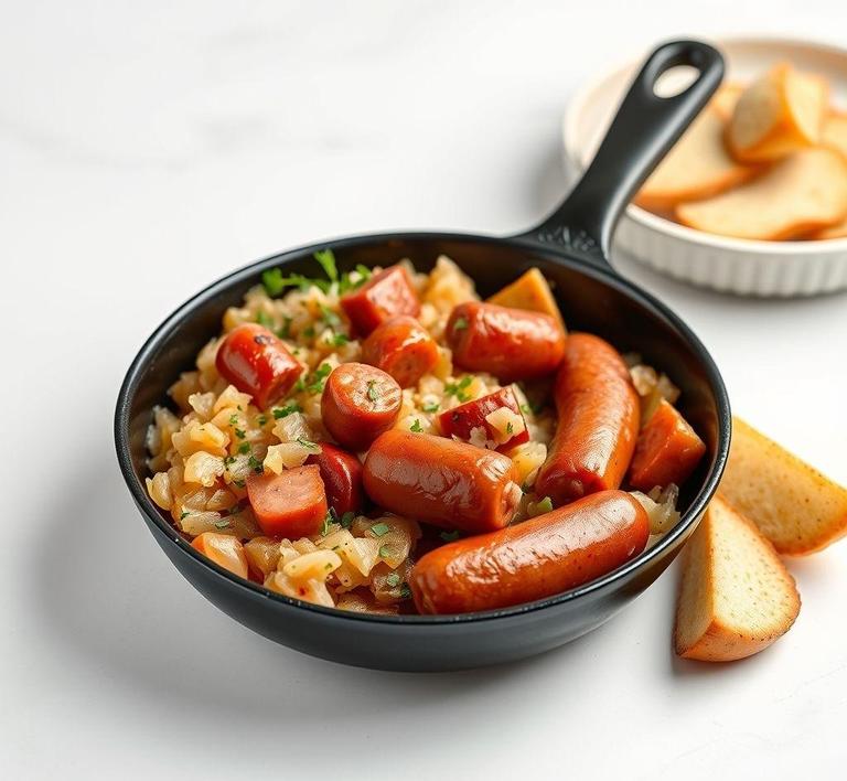 Kielbasa and Sauerkraut Skillet
