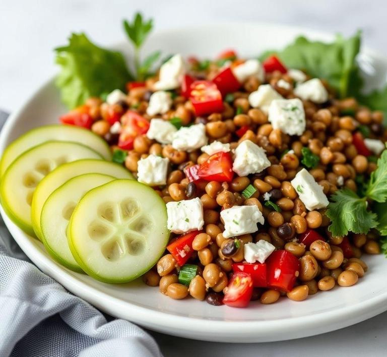 Lentil Salad with Feta and Cucumber