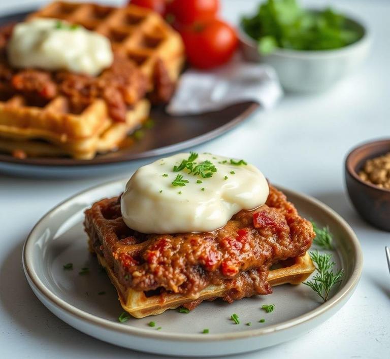 Meatloaf and Mashed Potato Waffles