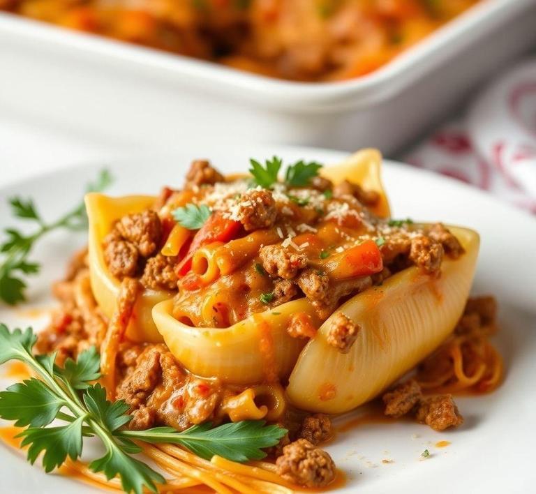 Pasta Shell Casserole with Ground Beef