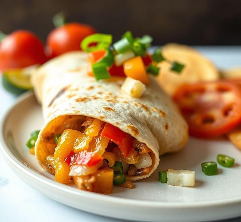 Peppers and Onion Breakfast Burrito