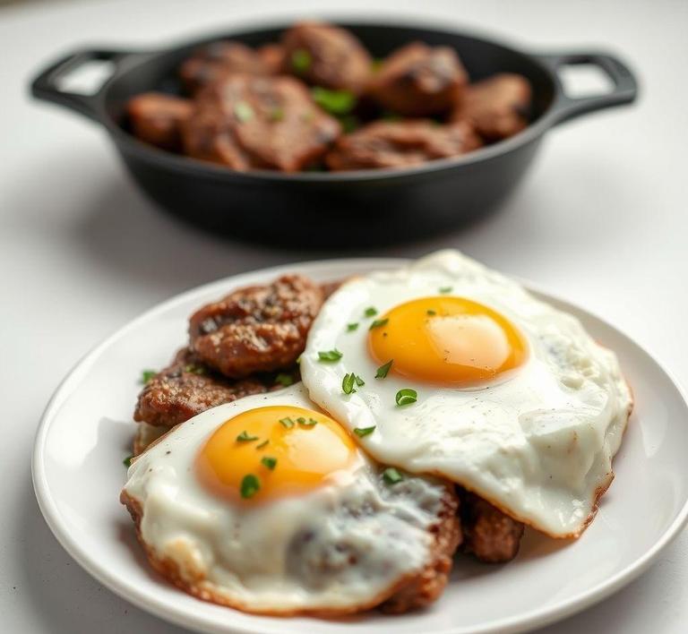 Salisbury Steak and Egg Breakfast Skillet