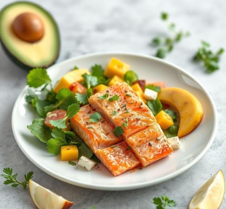 Salmon Salad with Avocado and Mango