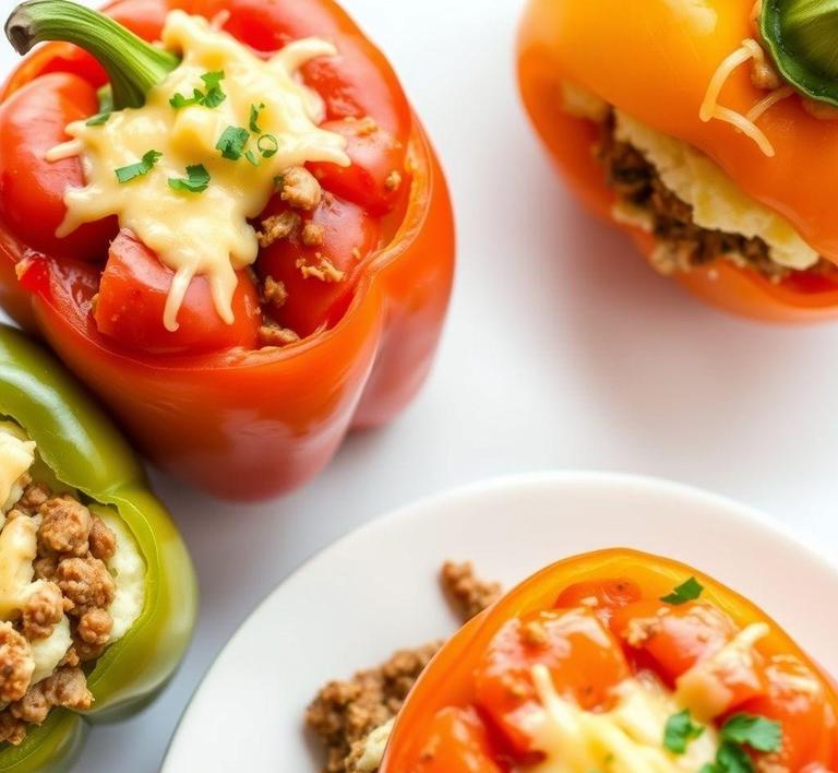 Stuffed Bell Peppers with Meatloaf and Mashed Potatoes