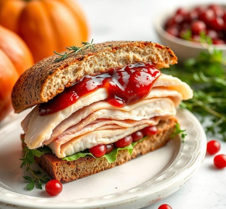 Thanksgiving Turkey Sandwich with Cranberry Sauce